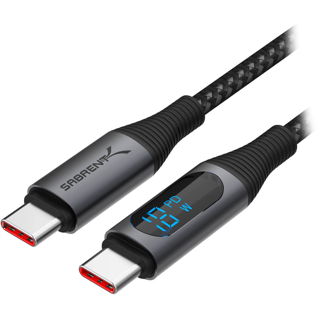 Sabrent Cable USB-C con Pantalla Inteligente 3.3ft 60W Carga Rápida