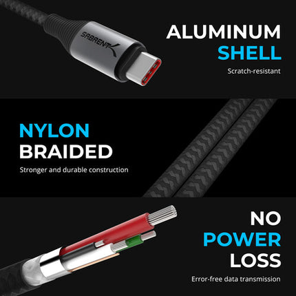 Sabrent Cable USB-C con Pantalla Inteligente 3.3ft 60W Carga Rápida