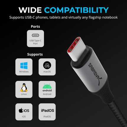 Sabrent Cable USB-C con Pantalla Inteligente 3.3ft 60W Carga Rápida