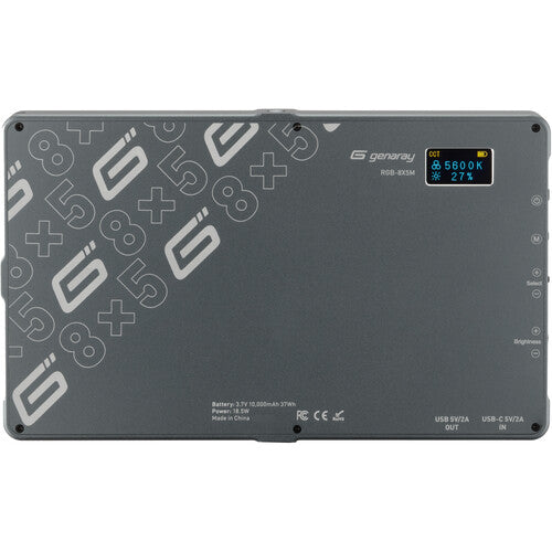 Genaray RGB-8X5M Panel LED RGB para cámara 577 Lux 5600K con batería interna