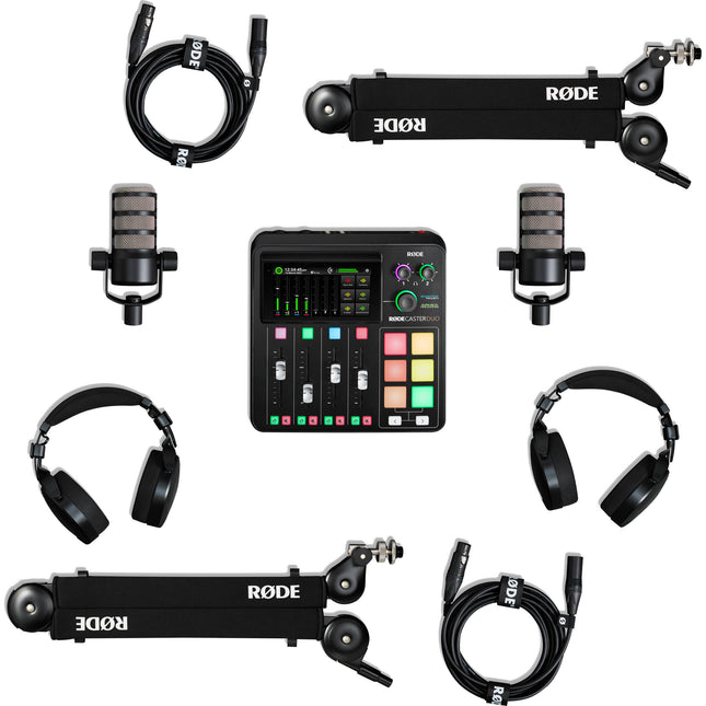 RODE RODECaster Duo kit de podcast para 2 con 2 micrófonos PodMic y auriculares profesionales