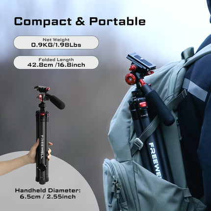 Freewell FW-T1 Trípode de Viaje en Fibra de Carbono con Cabeza de Bola 150 cm y 5 Secciones
