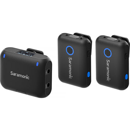 Saramonic Blink 500 B2+ Sistema de micrófono inalámbrico clip-on para 2 personas con 16h receptor 20h transmisores y estuche de carga