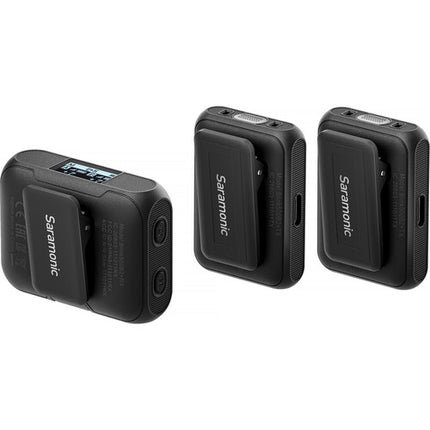 Saramonic Blink 500 B2+ Sistema de micrófono inalámbrico clip-on para 2 personas con 16h receptor 20h transmisores y estuche de carga