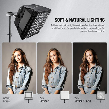 Neewer Softbox Difusor con Rejilla 30x32 cm para Panel LED RGB660 PRO