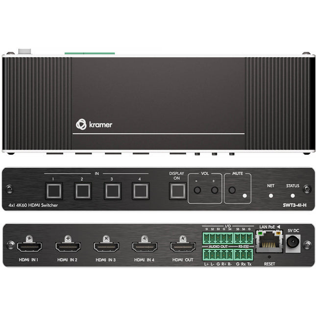 Kramer SWT3-41-H con 4 Entradas HDMI 4K60 4:4:4 y Audio Multicanal