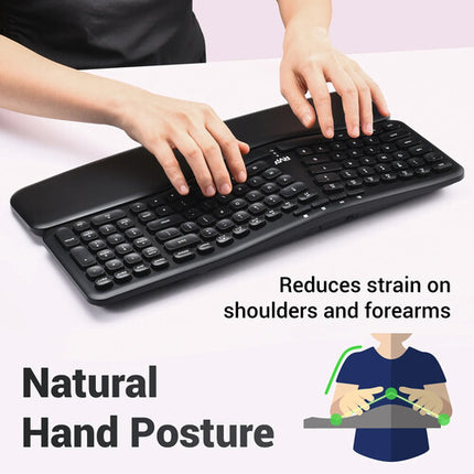 RVP+ Teclado Ergonómico Inalámbrico Dividido 102 Teclas 2.4 GHz Negro