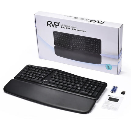 RVP+ Teclado Ergonómico Inalámbrico Dividido 102 Teclas 2.4 GHz Negro