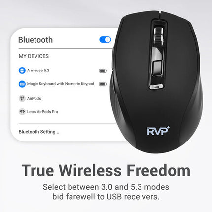RVP+ Ratón Inalámbrico 2.4 GHz Negro 6 Botones Alcance 15 m