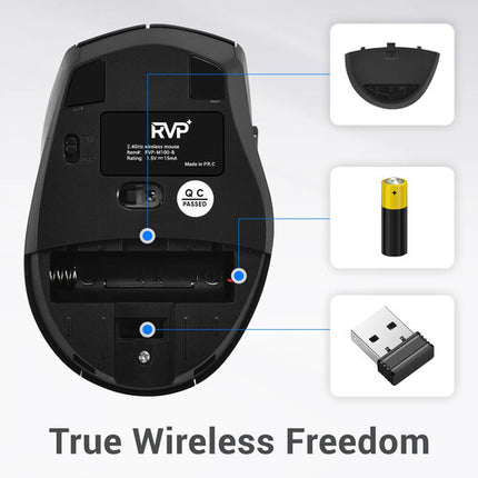 RVP+ Ratón Inalámbrico 2.4 GHz Negro 6 Botones Alcance 15 m