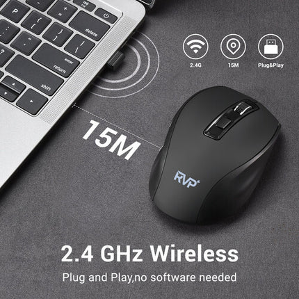 RVP+ Ratón Inalámbrico 2.4 GHz Negro 6 Botones Alcance 15 m