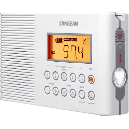 Sangean H201 Radio portátil impermeable IPX7 con 7 estaciones meteorológicas NOAA y altavoz de 3 pulgadas