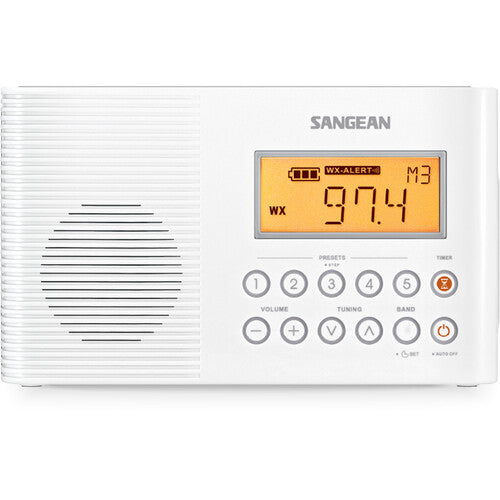 Sangean H201 Radio portátil impermeable IPX7 con 7 estaciones meteorológicas NOAA y altavoz de 3 pulgadas