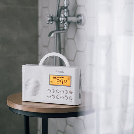 Sangean H201 Radio portátil impermeable IPX7 con 7 estaciones meteorológicas NOAA y altavoz de 3 pulgadas