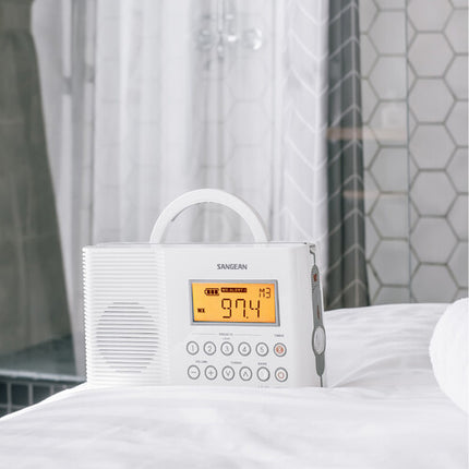 Sangean H201 Radio portátil impermeable IPX7 con 7 estaciones meteorológicas NOAA y altavoz de 3 pulgadas