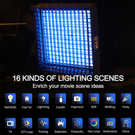 GVM B200C Panel LED RGB Plegable 23.6x23.6" 6369 Lux CRI 97 Con Softbox y Controlador
