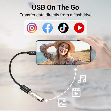 RVP+ Adaptador USB-C a USB-A 3.0 Femenino 2 Pack Negro 5 Gb/s