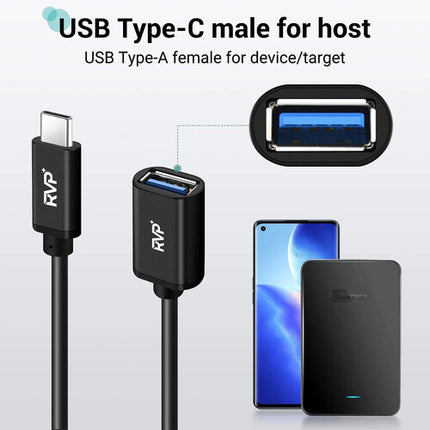 RVP+ Adaptador USB-C a USB-A 3.0 Femenino 2 Pack Negro 5 Gb/s