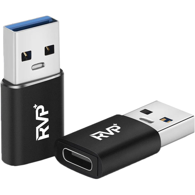 RVP+ Adaptador USB-C a USB-A 3.2 Gen 1 60W 2 Pack Negro