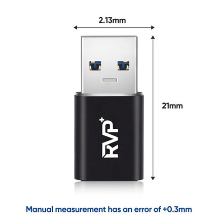 RVP+ Adaptador USB-C a USB-A 3.2 Gen 1 60W 2 Pack Negro