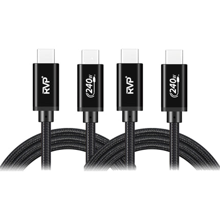 RVP+ Cable de carga USB-C 2.0 3' Negro Juego de 2 con 240W