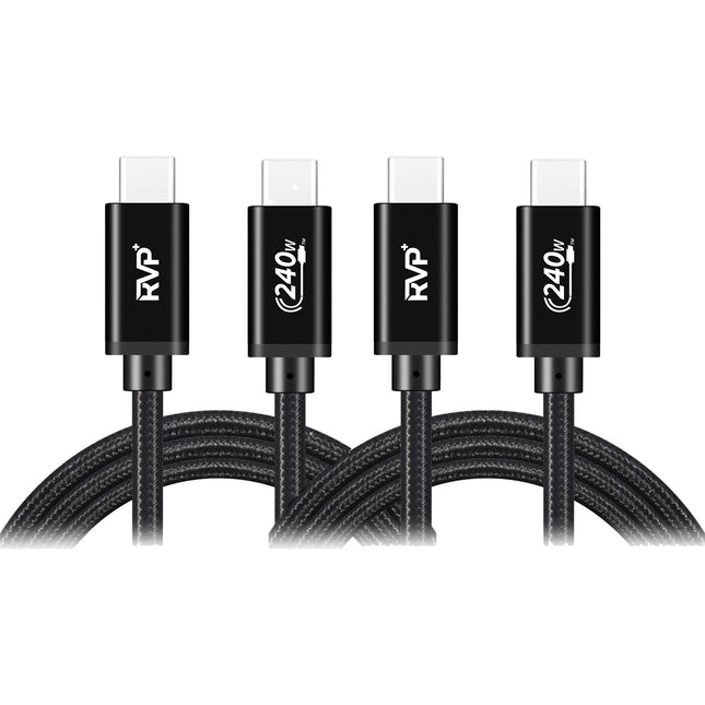 RVP+ Cable de carga USB-C 2.0 3' Negro Juego de 2 con 240W