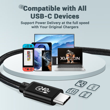 RVP+ Cable de carga USB-C 2.0 3' Negro Juego de 2 con 240W