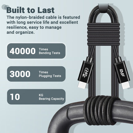 RVP+ Cable de carga USB-C 2.0 3' Negro Juego de 2 con 240W