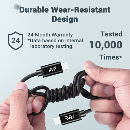 RVP+ Cable de carga USB-C 2.0 3' Negro Juego de 2 con 240W