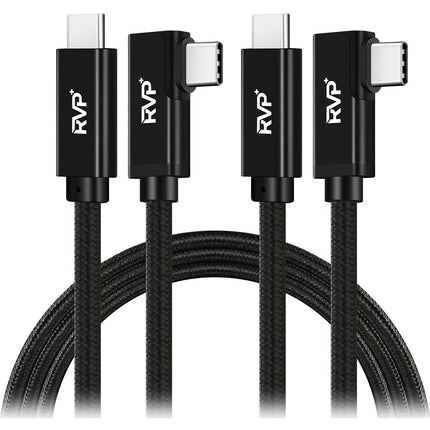 RVP+ Cable USB-C 3.2 Gen 2x2 Ángulo Derecho 3 Pies 20 Gb/s 100W 2-Pack Negro