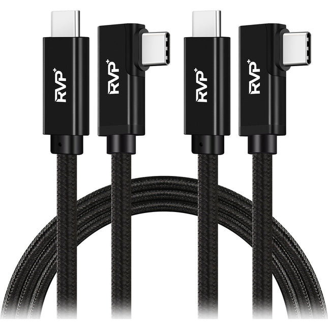 RVP+ Cable USB-C 3.2 Gen 2x2 Ángulo Derecho 3 Pies 20 Gb/s 100W 2-Pack Negro