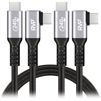 RVP+ Cable USB-C 2.0 Ángulo Recto 3 pies 240W 2 Pack Gris