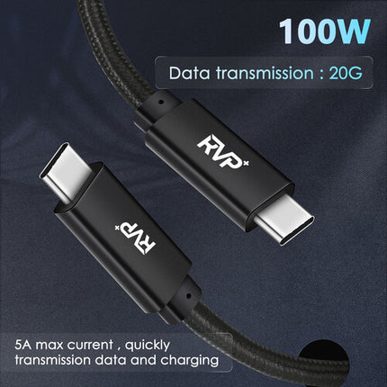 RVP+ Cable USB-C 3.2 Gen 2x2 6 Pies 2-Pack 20 Gb/s 100W Power Delivery