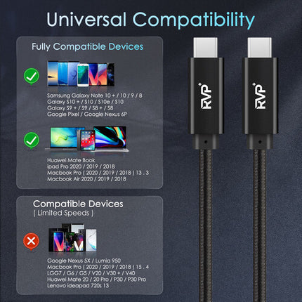 RVP+ Cable USB-C 3.2 Gen 2x2 3 Pies 20 Gb/s 100W Paquete 2