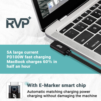 RVP+ Cable USB-C 3.2 Gen 2x2 Ángulo Derecho 3 Pies 20 Gb/s 100W 2-Pack Negro