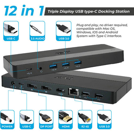 RVP+ RVP-022818 Docking Station USB-C 3.2 Gen 2 12 en 1 90W Adaptador
