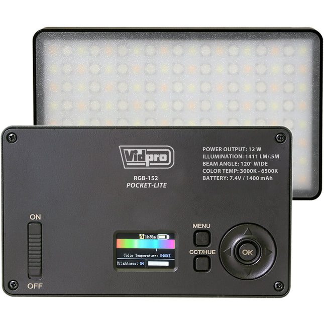 Vidpro RGB-152 Luz LED RGB Profesional para Foto y Video 30006500K Control Brillo 360 Colores Kit Completo