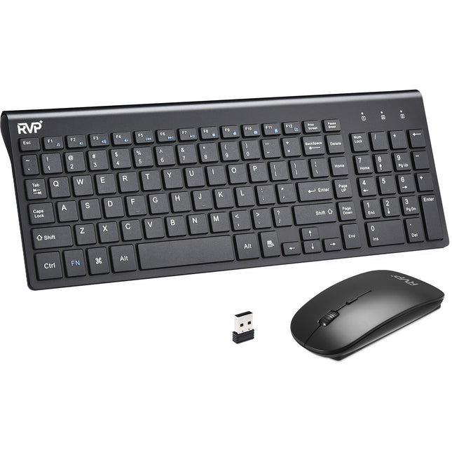 RVP+ Combo Teclado y Ratón Inalámbrico Ultra Delgado Negro 2.4 GHz Alcance 9.7 m