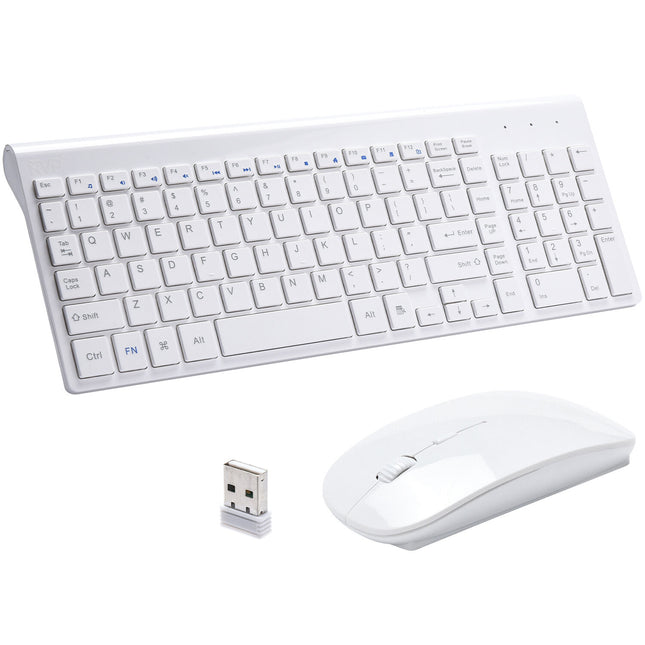 RVP+ Teclado y Ratón Inalámbricos Ultra Delgado Blanco 2.4 GHz 32 Pies Alcance