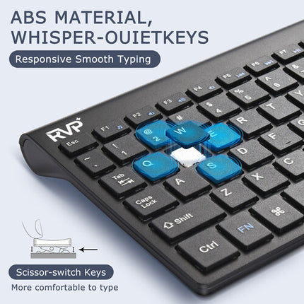 RVP+ Combo Teclado y Ratón Inalámbrico Ultra Delgado Negro 2.4 GHz Alcance 9.7 m
