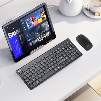 RVP+ Combo Teclado y Ratón Inalámbrico Ultra Delgado Negro 2.4 GHz Alcance 9.7 m