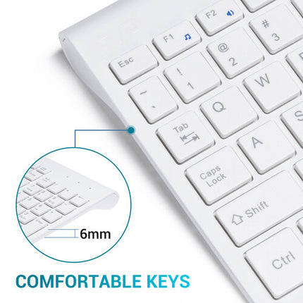 RVP+ Teclado y Ratón Inalámbricos Ultra Delgado Blanco 2.4 GHz 32 Pies Alcance