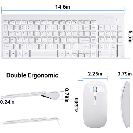 RVP+ Teclado y Ratón Inalámbricos Ultra Delgado Blanco 2.4 GHz 32 Pies Alcance