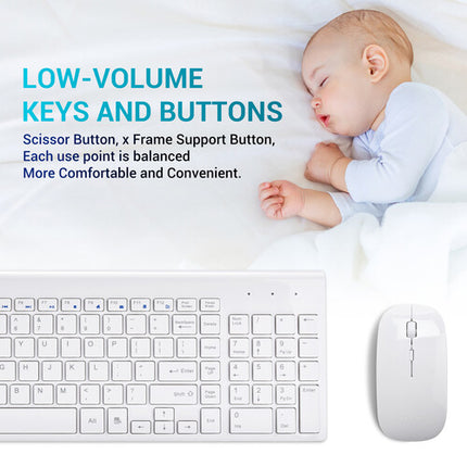 RVP+ Teclado y Ratón Inalámbricos Ultra Delgado Blanco 2.4 GHz 32 Pies Alcance