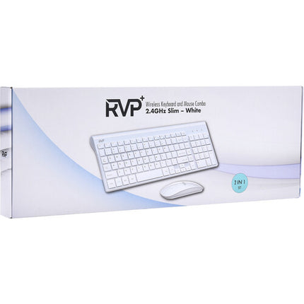 RVP+ Teclado y Ratón Inalámbricos Ultra Delgado Blanco 2.4 GHz 32 Pies Alcance