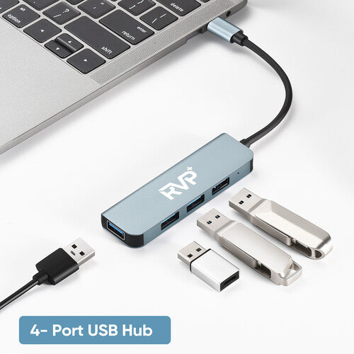 RVP+ Hub USB-C 3.1 Gen 1 con 4 Puertos USB-A 5 Gb/s Plug and Play