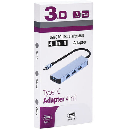 RVP+ Hub USB-C 3.1 Gen 1 con 4 Puertos USB-A 5 Gb/s Plug and Play