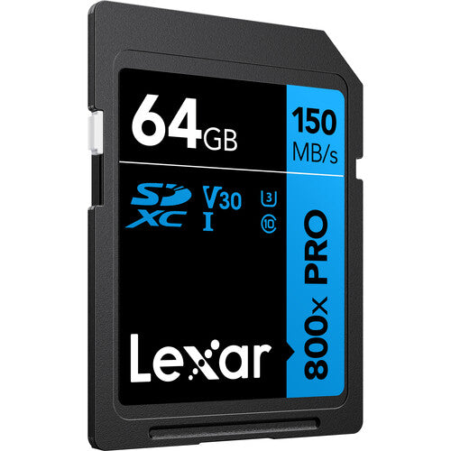 Lexar 64GB Tarjeta SDXC UHS-I 800x PRO V30 Clase 10 150MBs 2-Pack