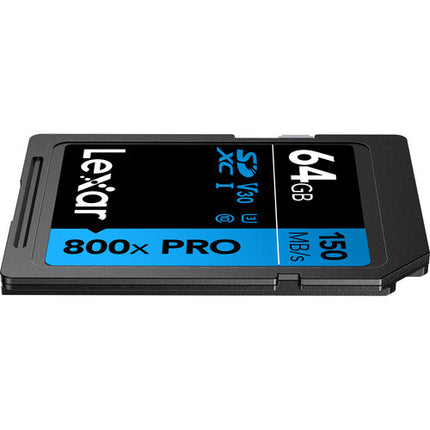 Lexar 64GB Tarjeta SDXC UHS-I 800x PRO V30 Clase 10 150MBs 2-Pack