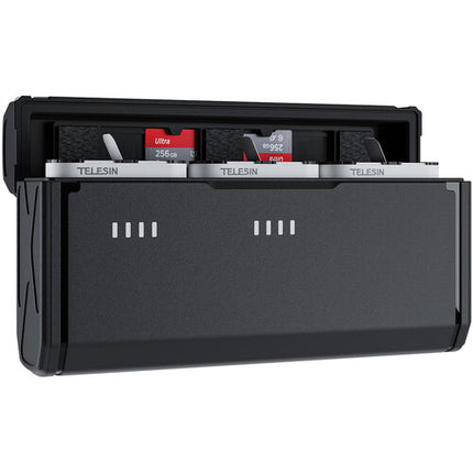 TELESIN Kit de Carga 3 Ranuras y 2 Baterías 1720mAh para GoPro HERO12/11/10/9